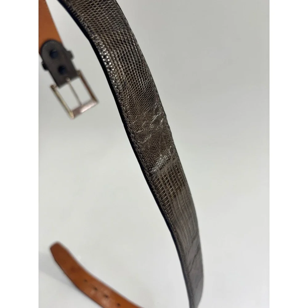 Nocona Belt Makers Brown Lizard Skin Leather Western Belt USA Made 7011 Size 32